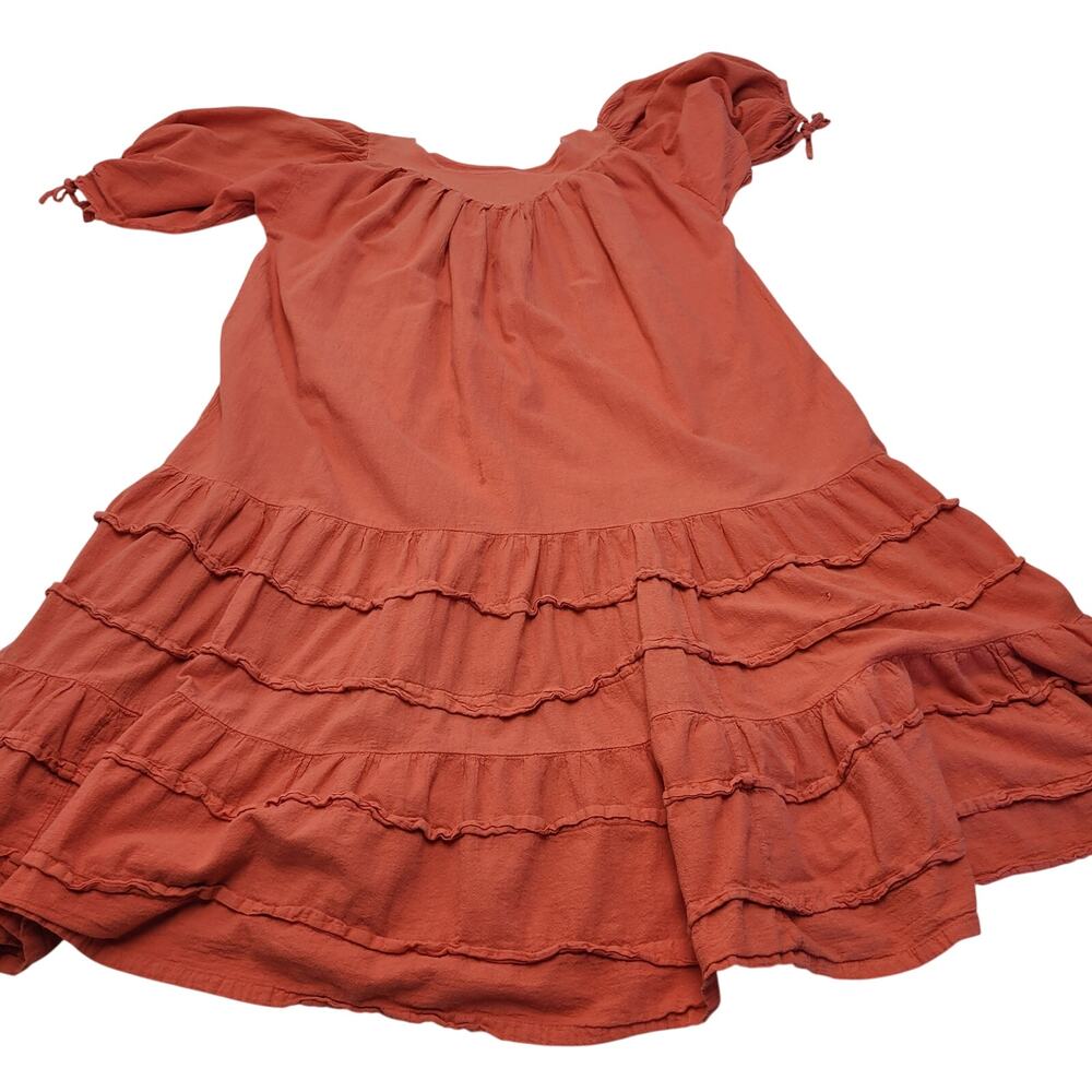 Maria De Guadalajara cotton gauze tiered flounce ruffle midi dress lagenlook